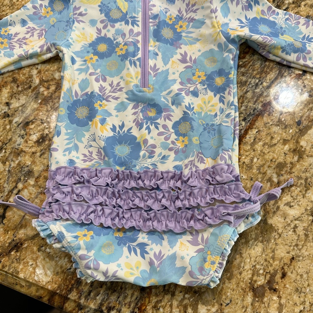 Ruffle Butts Floral Swimwear - Blue and Purple